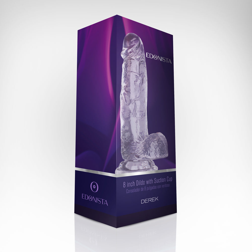 Derek 8'' Dildo With Suction Cup Clear | 716715771349 | Available at EroticWarehouse.com