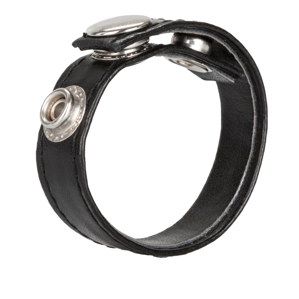 Leather 3-Snap Ring Black | 716770004529 | Available at EroticWarehouse.com