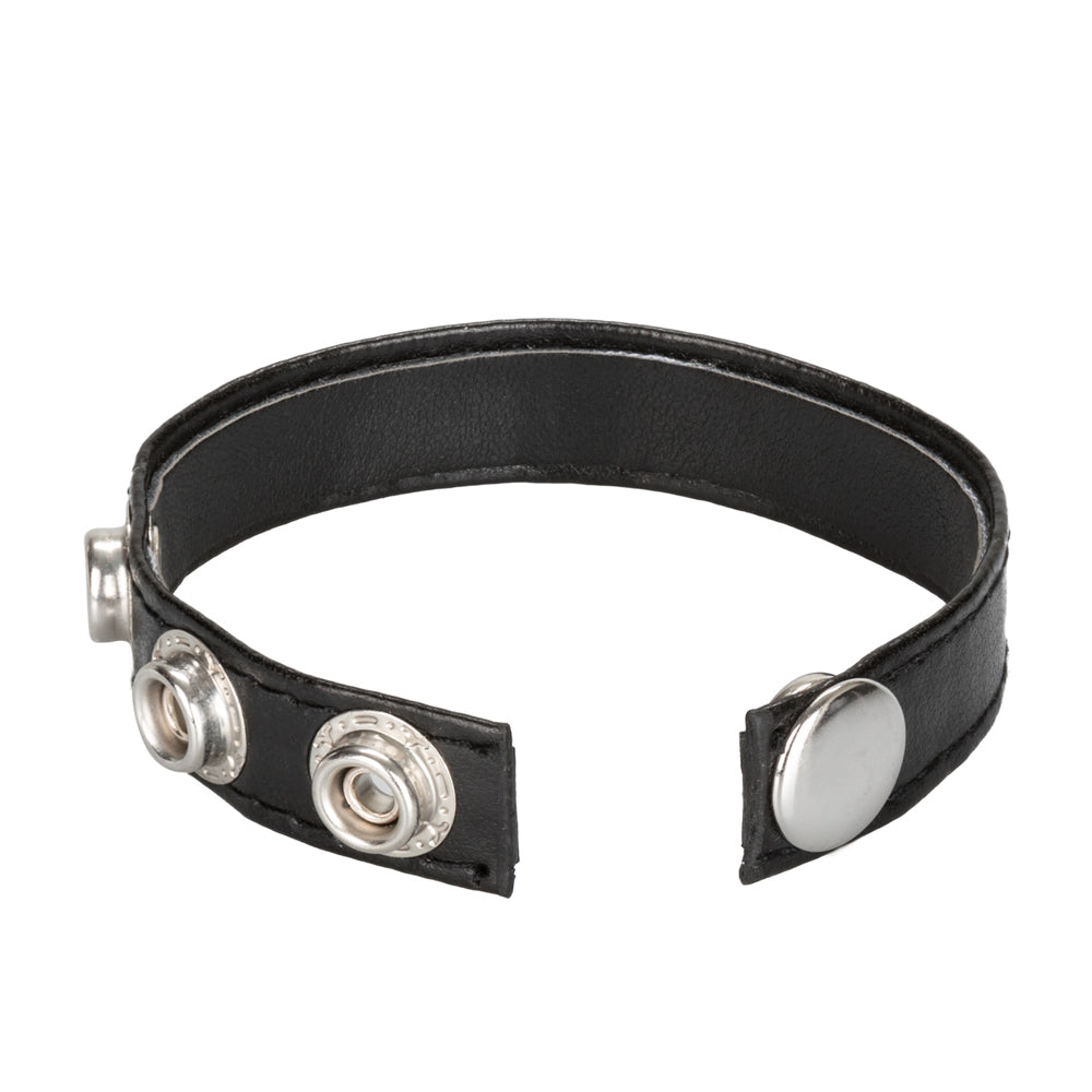Leather 3-Snap Ring Black | 716770004529 | Available at EroticWarehouse.com