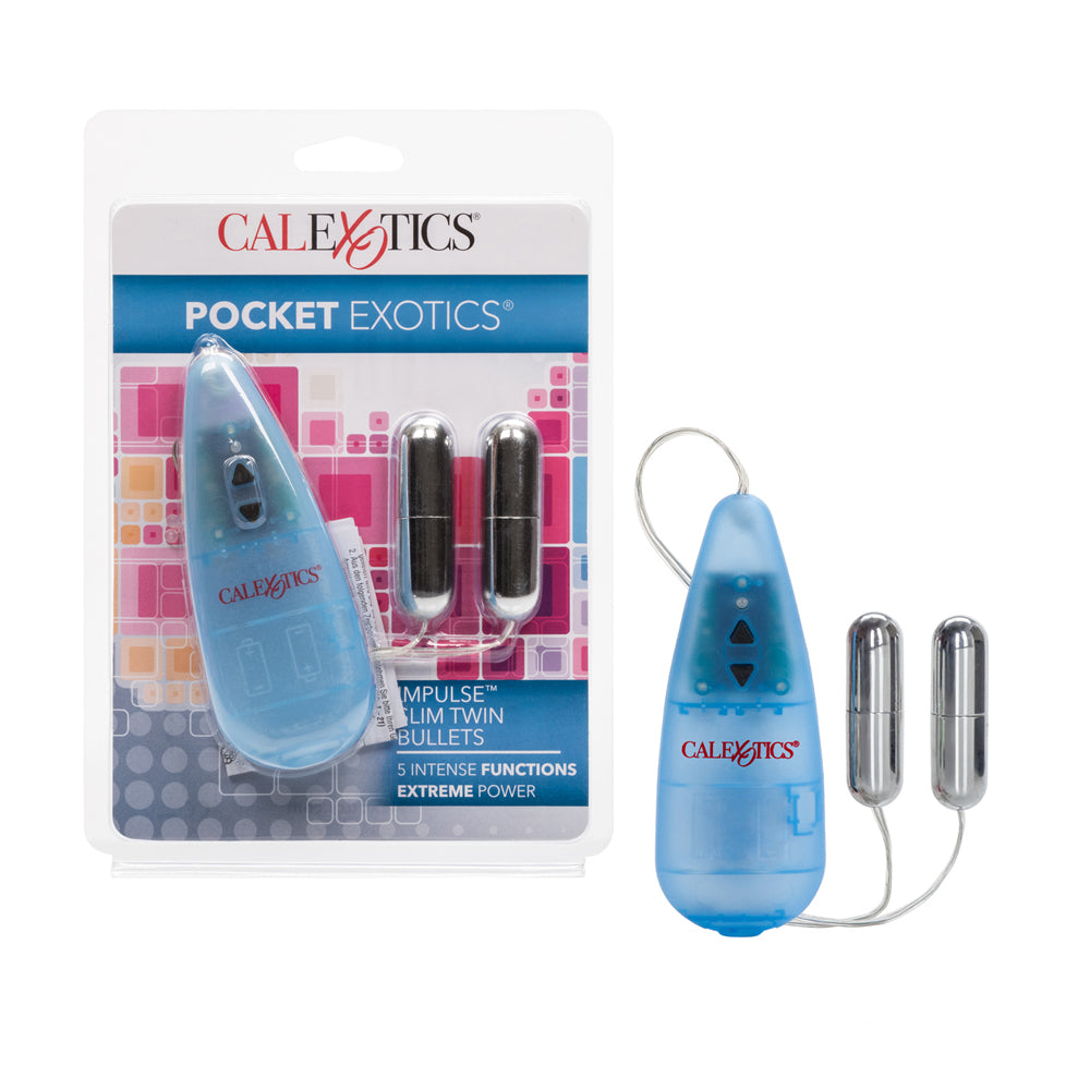 Pocket Exotics Impulse Slim Twin Bullets Silver | 716770028822 | Available at EroticWarehouse.com