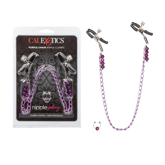 Nipple Play Purple Chain Nipple Clamps Black | 716770033703 | Available at EroticWarehouse.com