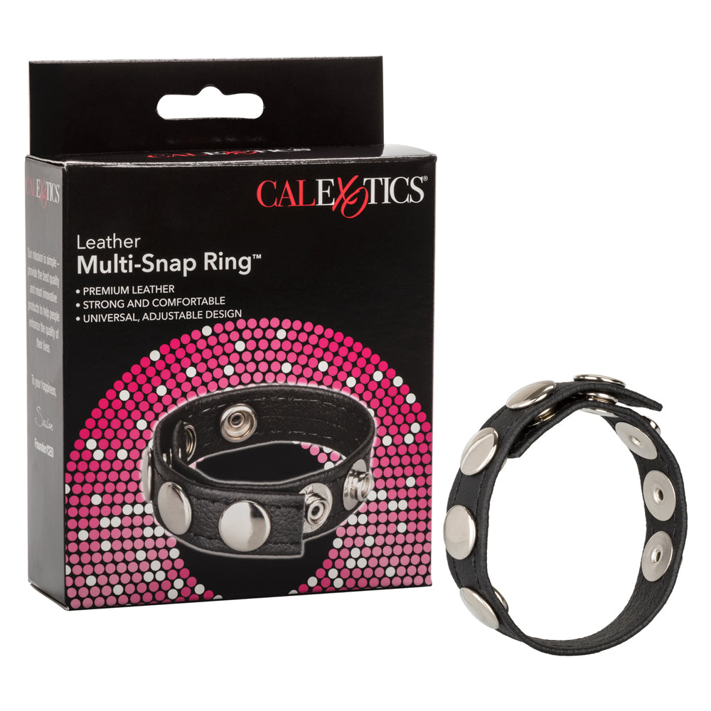 Leather Multi-Snap Ring Black | 716770048523 | Available at EroticWarehouse.com