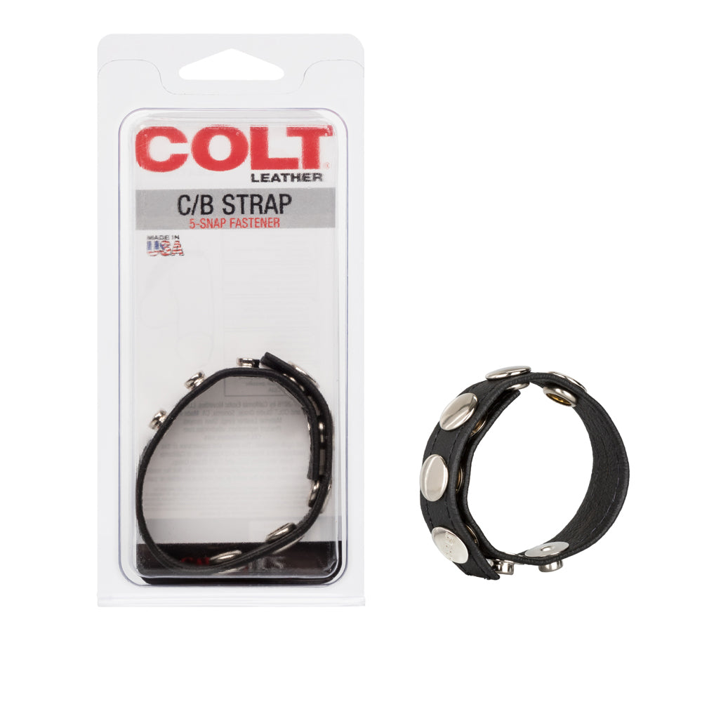 Colt Leather C/B Strap 5-Snap Fastener Black | 716770051318 | Available at EroticWarehouse.com