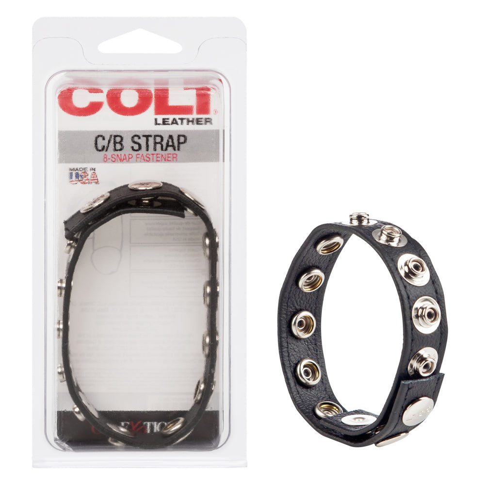 Colt Leather C/B Strap 8 Snap Fastener Black | 716770051325 | Available at EroticWarehouse.com