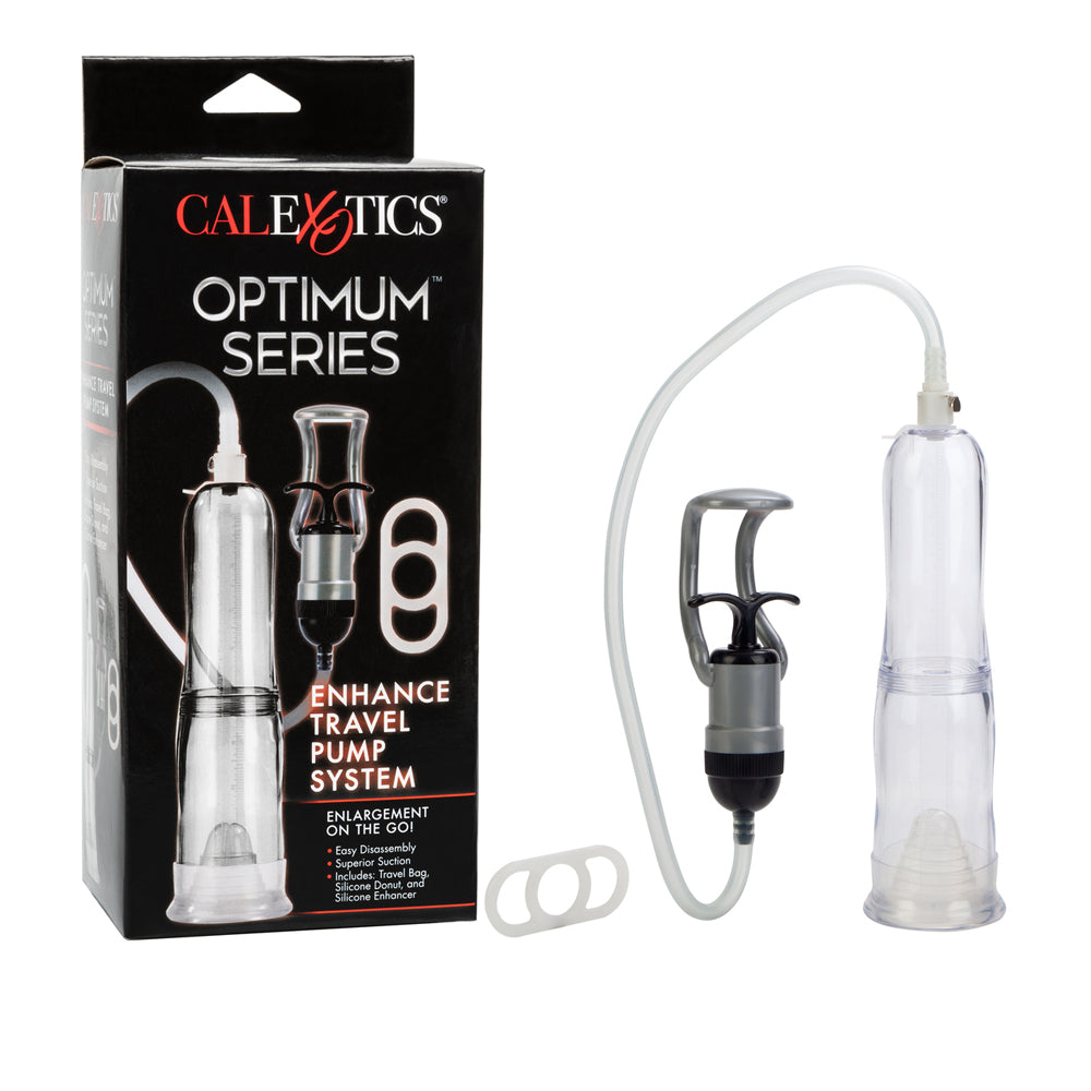 Optimum Series Enhance Travel Pump System Clear | 716770058607 | Available at EroticWarehouse.com