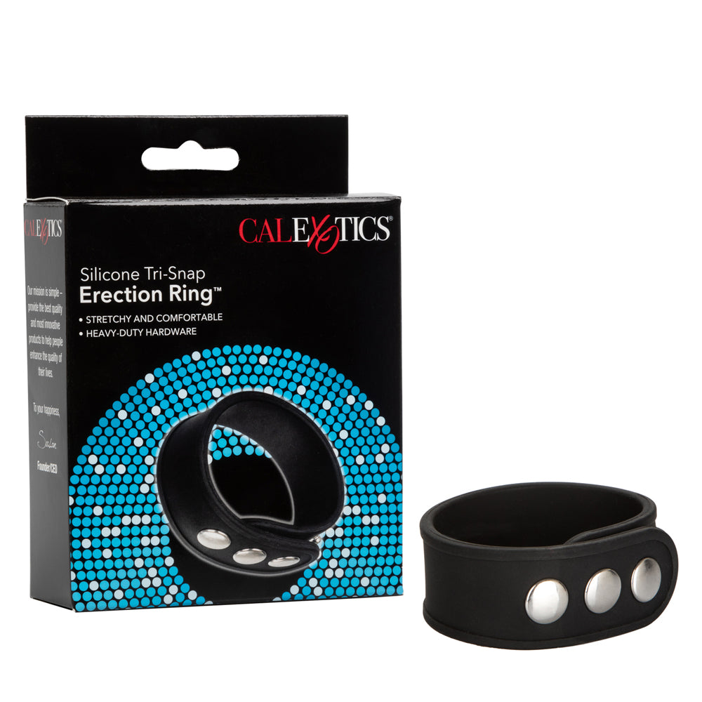 Silicone Tri-Snap Erection Ring Black | 716770087393 | Available at EroticWarehouse.com