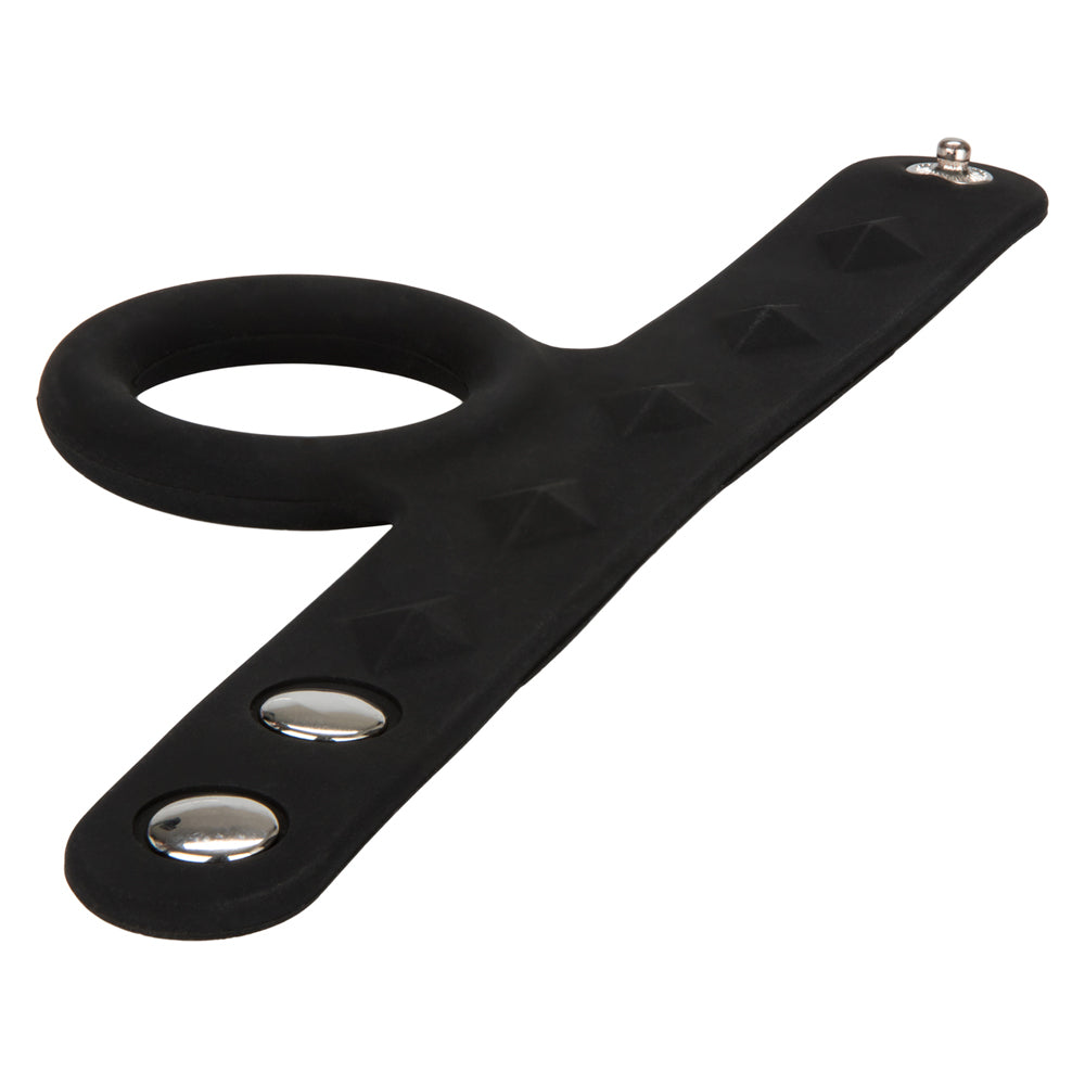 Silicone Tri-Snap Scrotum Support Ring Medium Black | 716770087409 | Available at EroticWarehouse.com