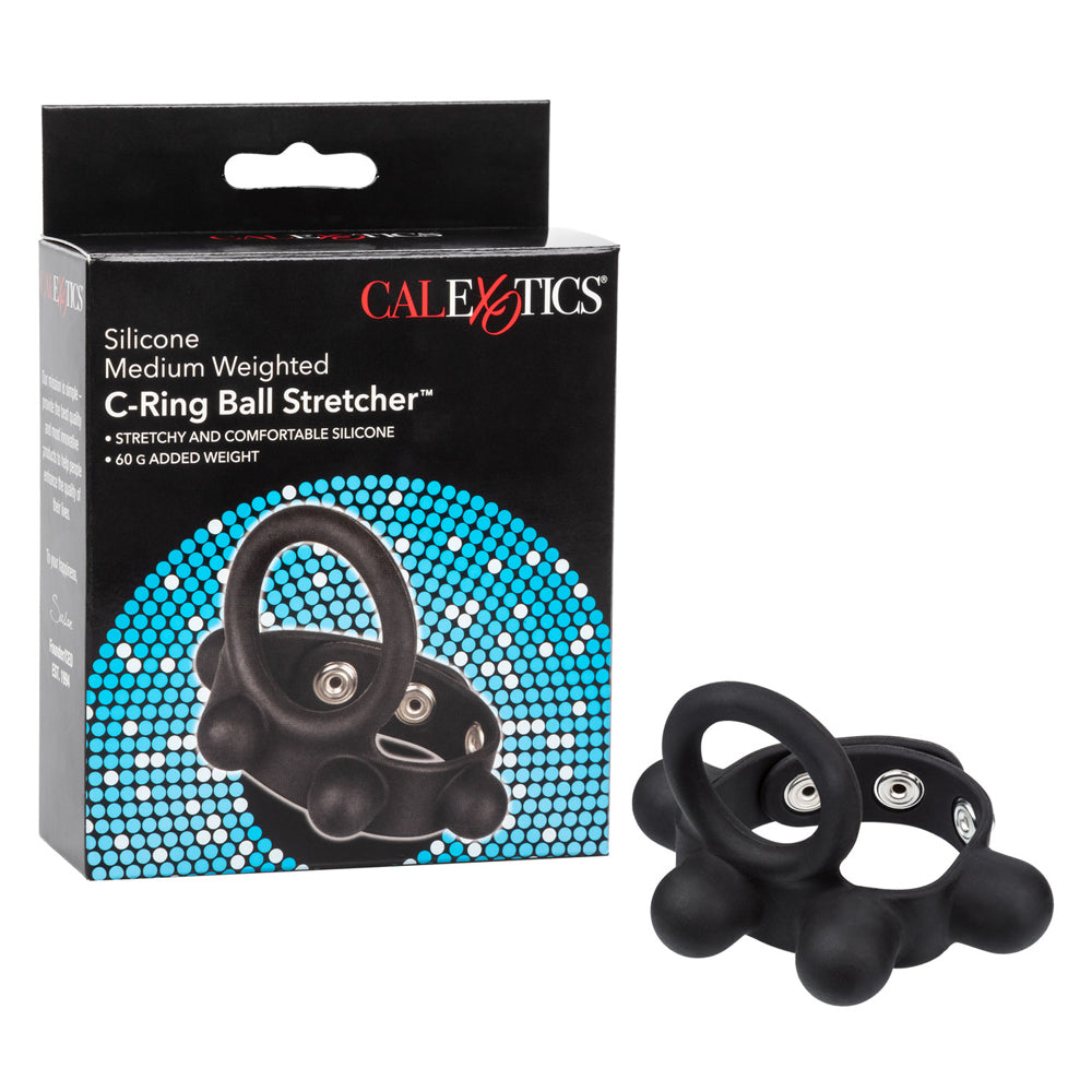 Silicone Medium Weighted C-Ring Ball Stretcher Black | 716770088468 | Available at EroticWarehouse.com