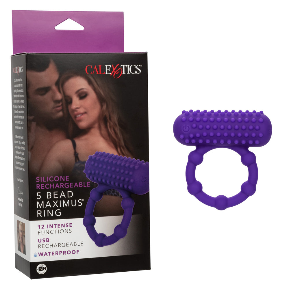 Silicone Rechargeable 5 Bead Maximus Ring | 716770102812 | Available at EroticWarehouse.com