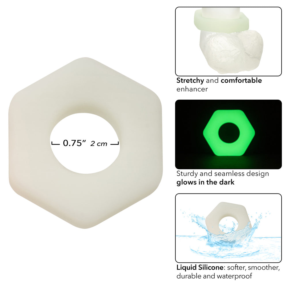Alpha Glow-In-The-Dark Liquid Silicone Prolong Sexagon Ring | 716770109149 | Available at EroticWarehouse.com