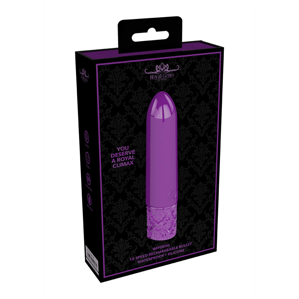 Royal Gems Imperial Rechargeable Silicone Bullet Purple | 7423522529546 | Available at EroticWarehouse.com