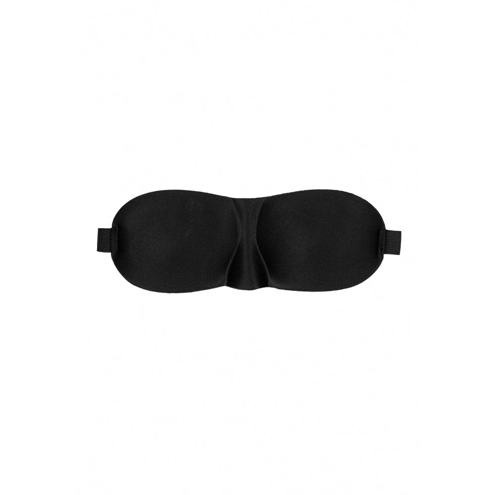 Ouch! Black & White Satin Curvy Eye Mask With Elastic Straps | 7423522576533 | Available at EroticWarehouse.com