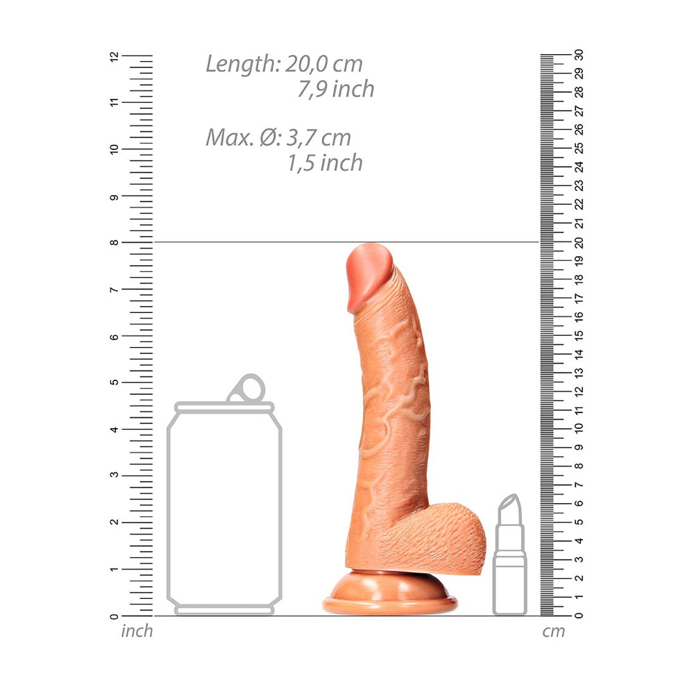 Curved Realistic Dildo With Balls And Suction Cup 7'' Tan | 7423522627693 | Available at EroticWarehouse.com