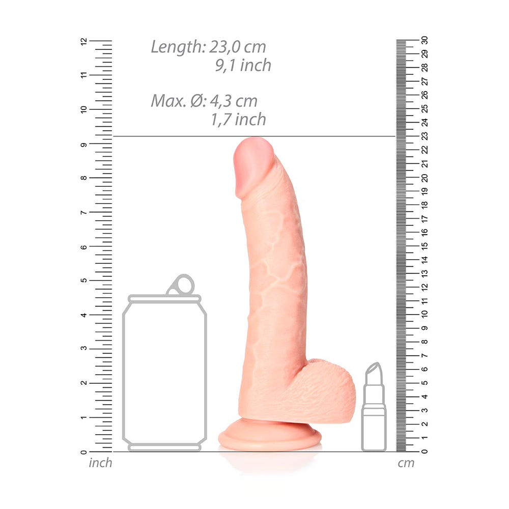 Curved Realistic Dildo With Balls And Suction Cup 8'' Flesh | 7423522628614 | Available at EroticWarehouse.com