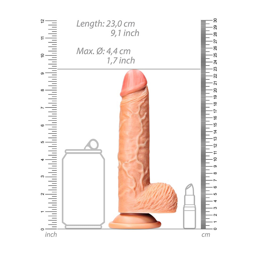 Straight Realistic Dildo With Balls And Suction Cup 8'' Tan | 7423522628676 | Available at EroticWarehouse.com