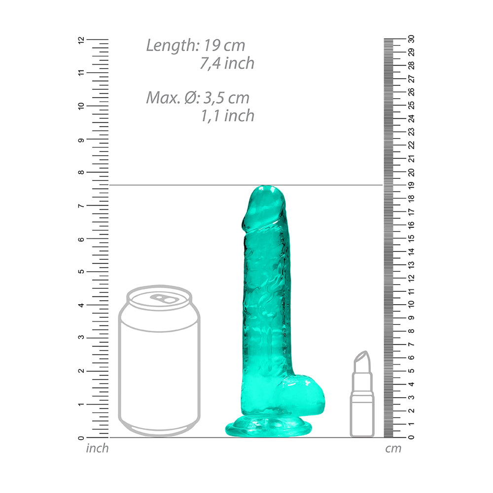 Realistic Dildo With Balls 7" Turquoise | 7423522631669 | Available at EroticWarehouse.com