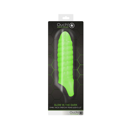 Ouch! Swirl Thick Stretchy Penis Sleeve Glow In The Dark | 7423522640647 | Available at EroticWarehouse.com