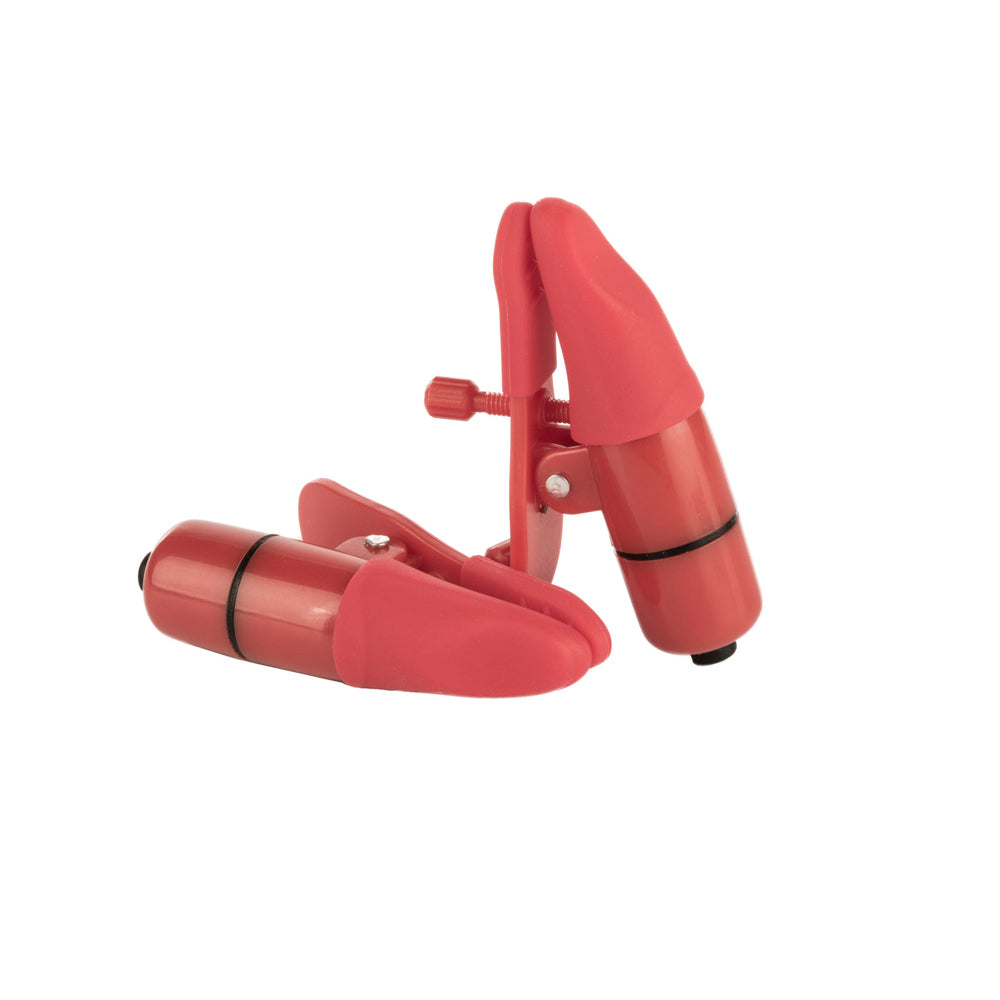 Vibrating Nipple Clamps Red | 752875951917 | Available at EroticWarehouse.com