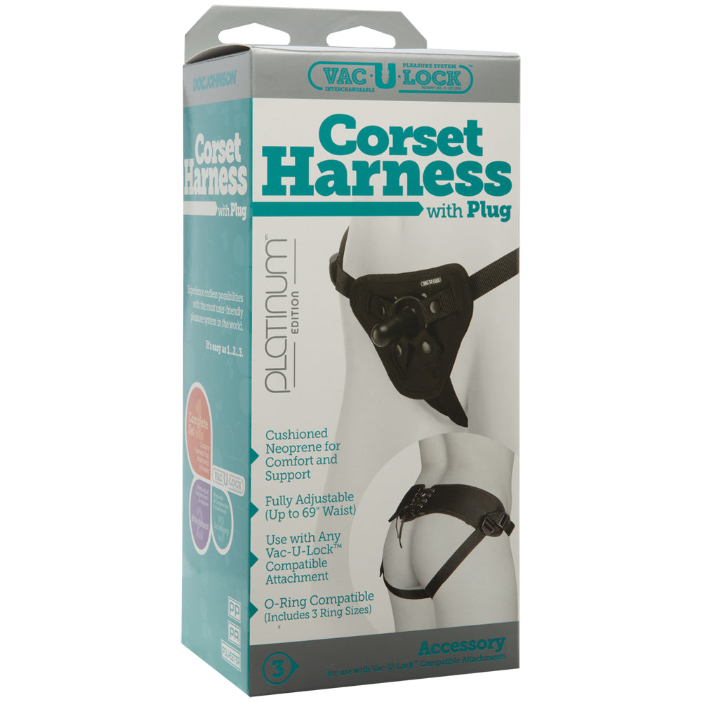 Vac-U-Lock Platinum - Corset Harness - With Plug Black | 782421018191 | Available at EroticWarehouse.com