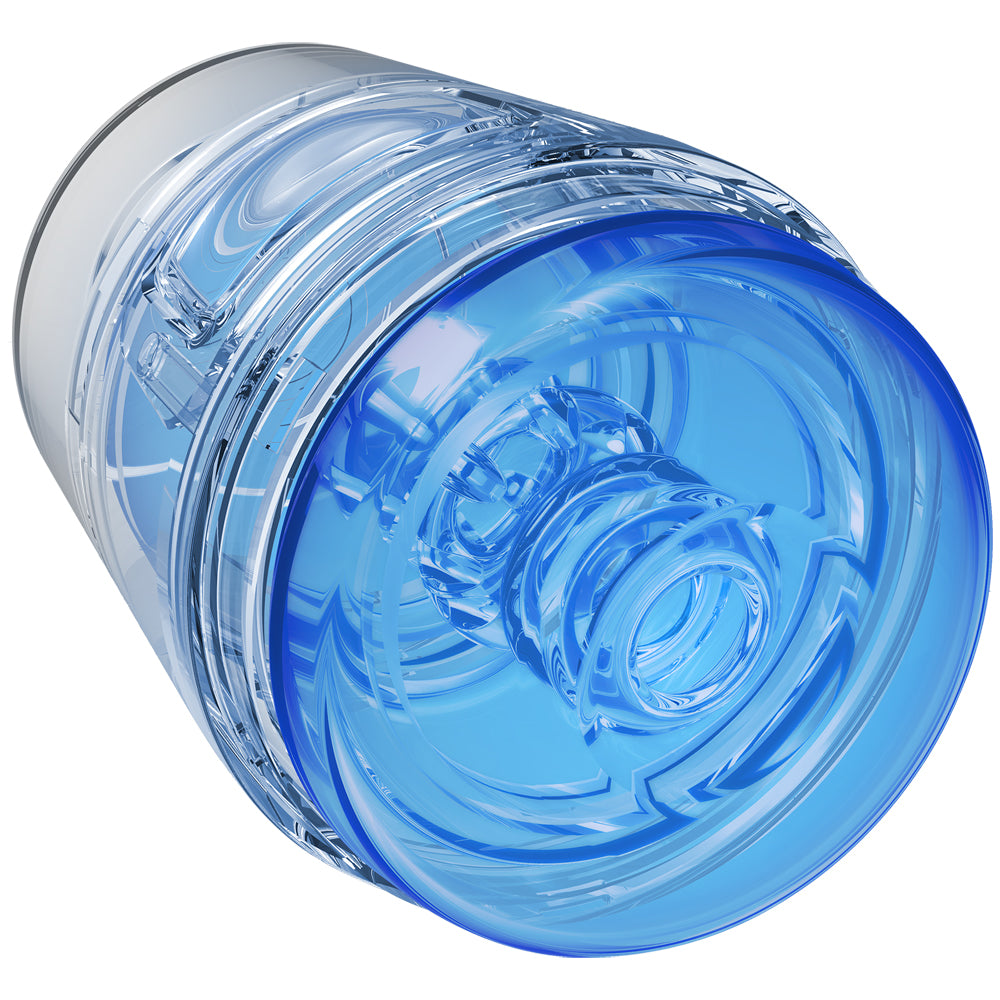 Main Squeeze Pop-Off Optix ULTRASKYN Compact Stroker Crystal Blue | 782421067298 | Available at EroticWarehouse.com