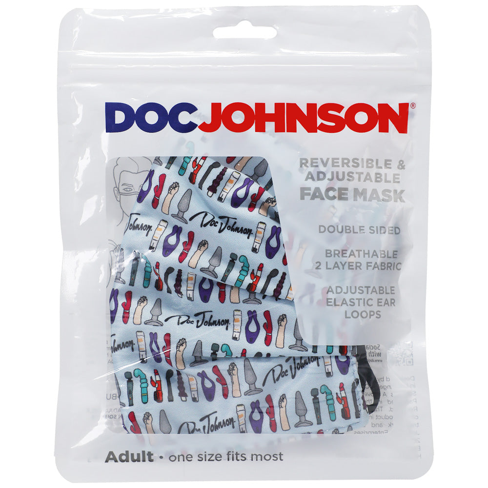 Dj Reversible & Adjustable Face Mask Blue Toy Pattern W/Black Ear Loops | 782421080266 | Available at EroticWarehouse.com