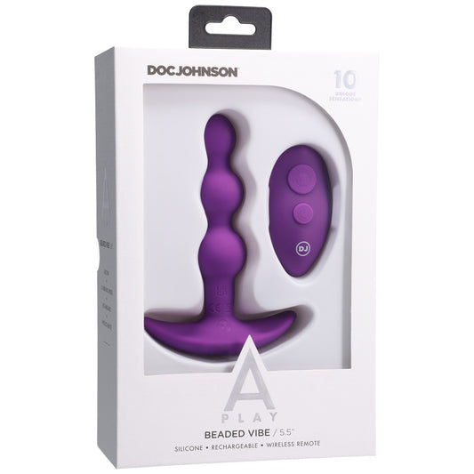 A-Play Beaded Vibe Rechargeable Silicone Anal Plug With Remote Purple | 782421081317 | Available at EroticWarehouse.com