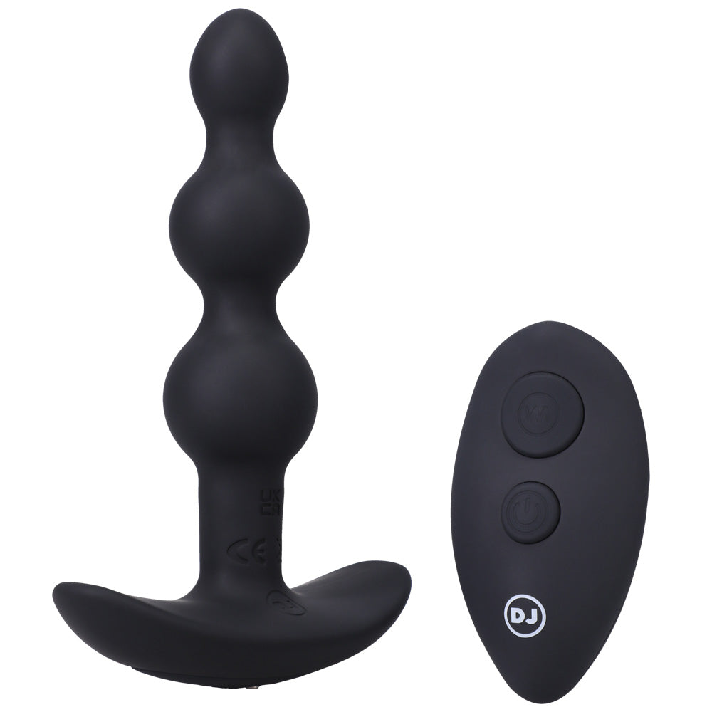 A-Play Beaded Vibe Rechargeable Silicone Anal Plug With Remote Black | 782421081324 | Available at EroticWarehouse.com