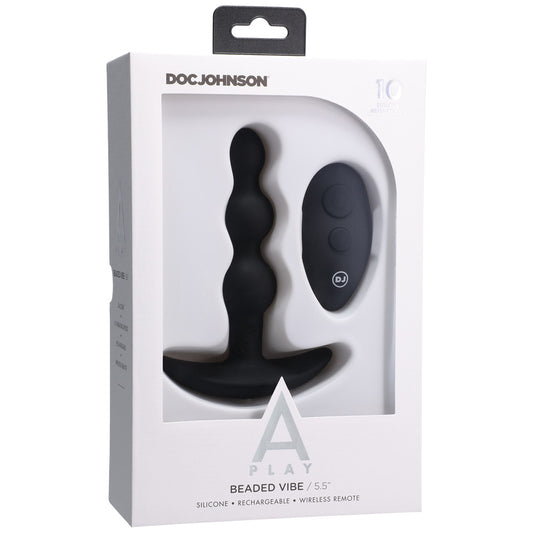 A-Play Beaded Vibe Rechargeable Silicone Anal Plug With Remote Black | 782421081324 | Available at EroticWarehouse.com