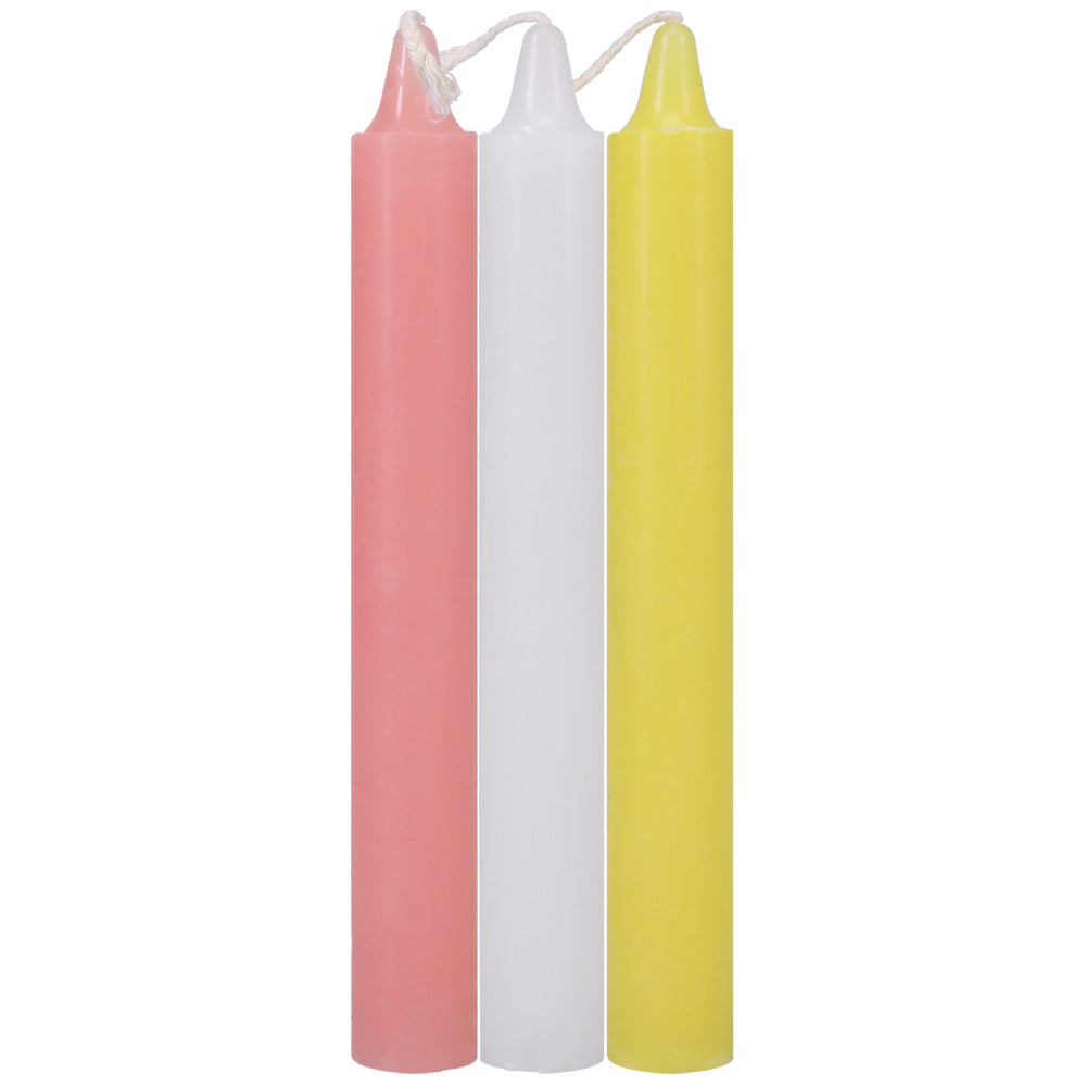 Japanese Drip Candles 3 Pack Pink, White, Yellow | 782421082789 | Available at EroticWarehouse.com
