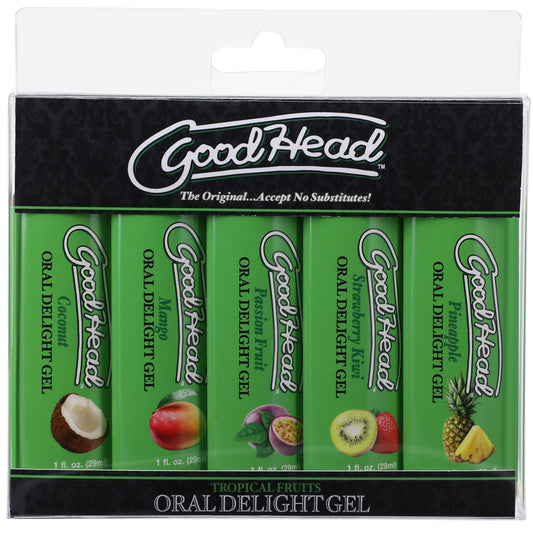 Goodhead Oral Delight Gel Tropical Fruits 5Pk 1 oz. | 782421083205 | Available at EroticWarehouse.com