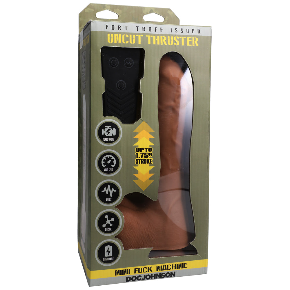 Fort Troff Uncut Thruster Mini Fuck Machine Rechargeable Silicone With Remote Caramel | 782421084530 | Available at EroticWarehouse.com