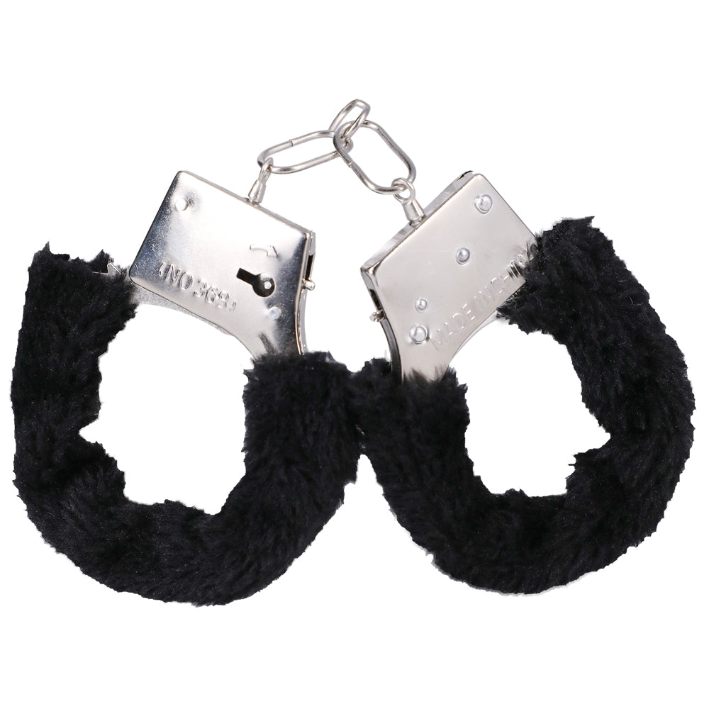 Furry Handcuffs In A Bag Black | 782421088484 | Available at EroticWarehouse.com