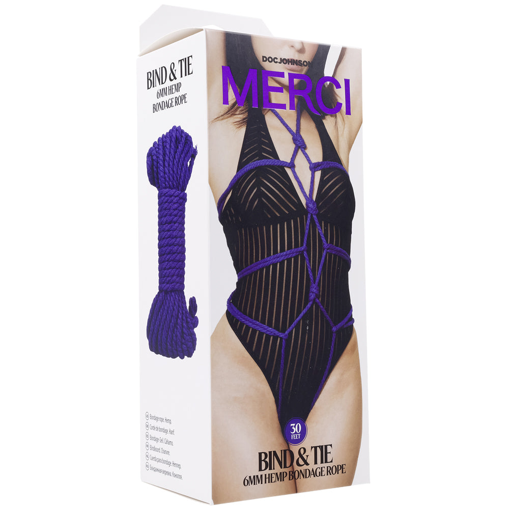 Merci Bind & Tie 6mm Hemp Bondage Rope 30 Feet Violet | 782421089412 | Available at EroticWarehouse.com
