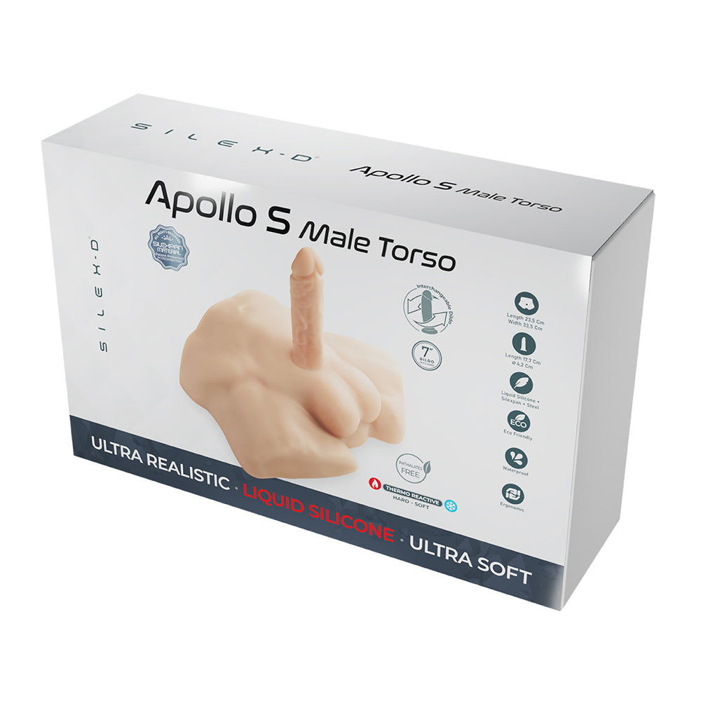 Silex-D Apollo S Male Torso + Liquid Silicone Model 2 Dildo 7" Vanilla | 782421094034 | Available at EroticWarehouse.com