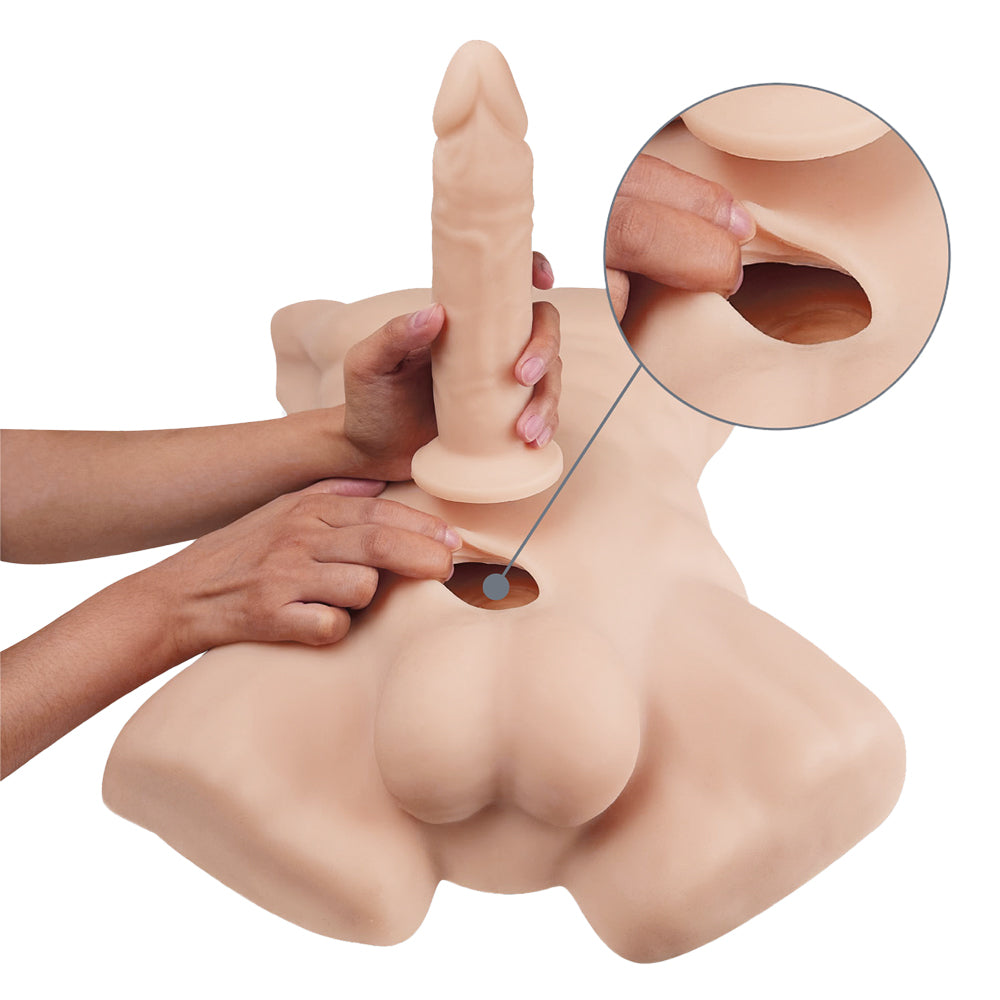 Silex-D Apollo L Male Torso + Liquid Silicone Model 2 Dildo 7" Vanilla | 782421094041 | Available at EroticWarehouse.com