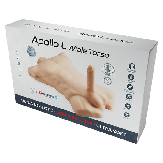 Silex-D Apollo L Male Torso + Liquid Silicone Model 2 Dildo 7" Vanilla | 782421094041 | Available at EroticWarehouse.com