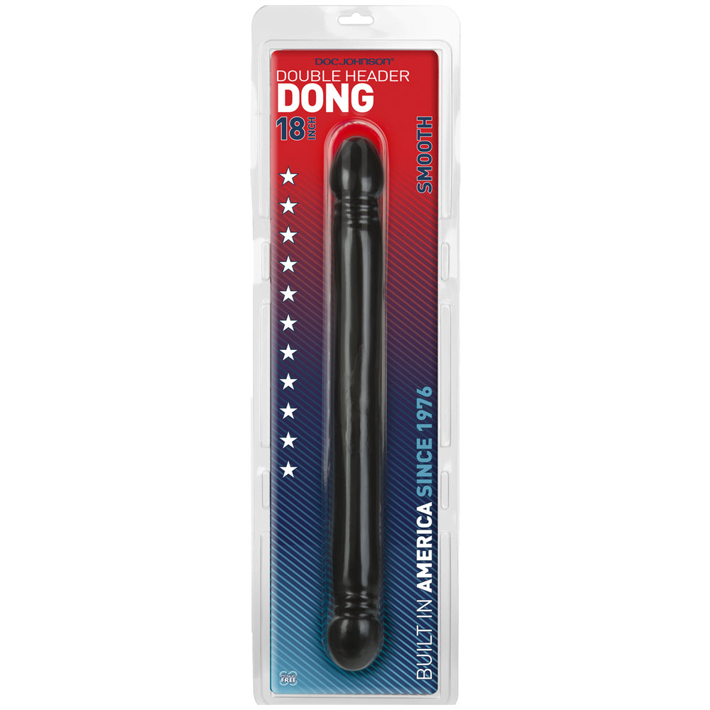 Double Header Dong - 18" - Smooth Black | 782421103002 | Available at EroticWarehouse.com