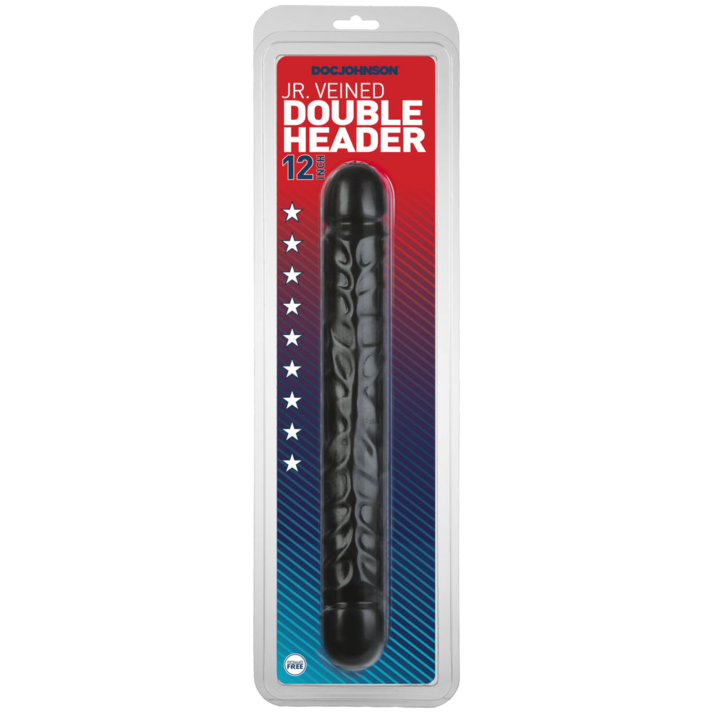 Jr. Veined Double Header - 12" Black | 782421104504 | Available at EroticWarehouse.com
