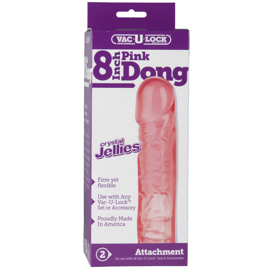 Vac-U-Lock - 8" Pink Dong - Crystal Jellies Pink | 782421432508 | Available at EroticWarehouse.com