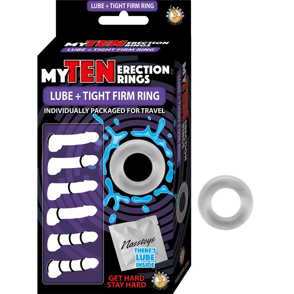 My Ten Erection Rings Lube + Tight Firm Ring Clear | 782631269505 | Available at EroticWarehouse.com