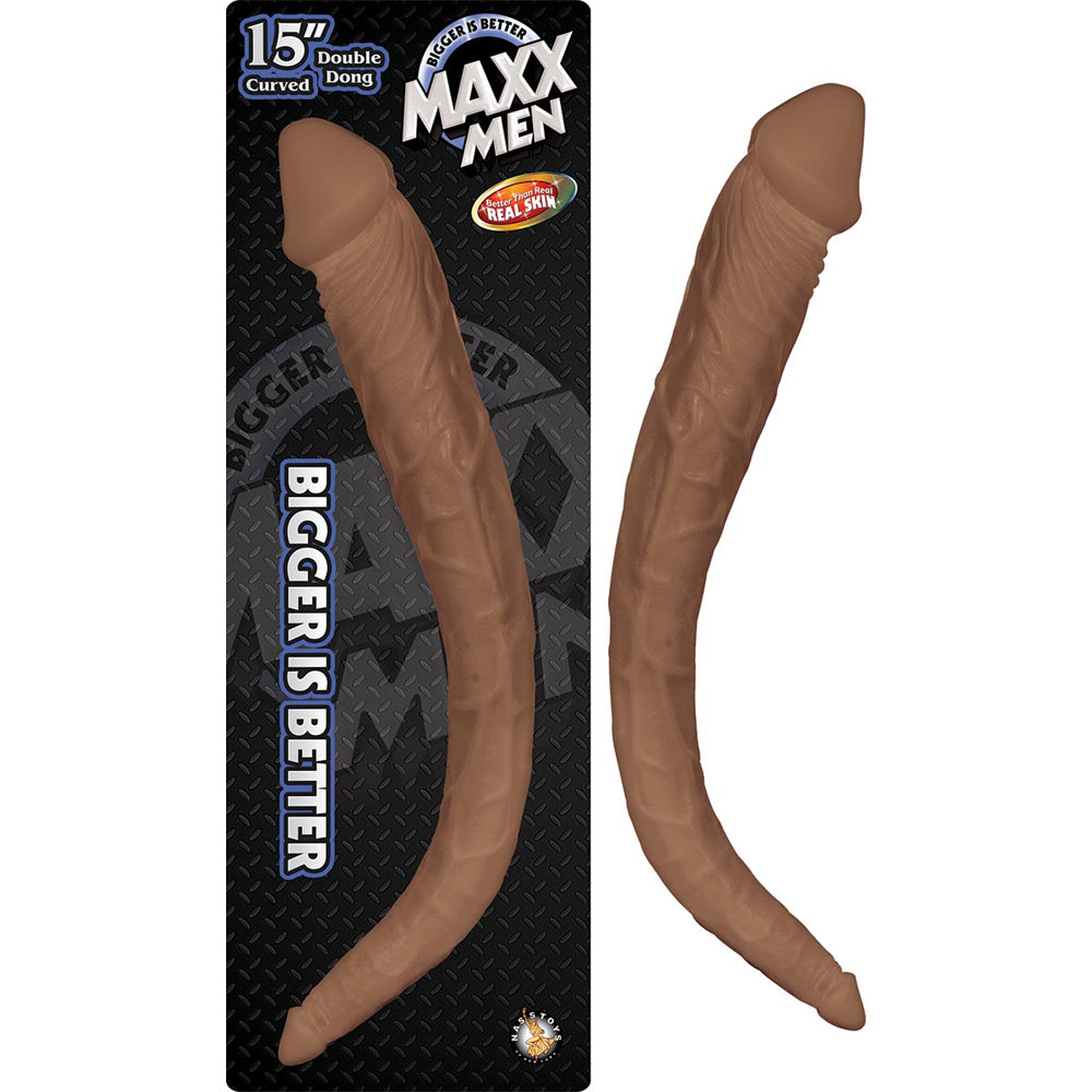 Maxx Men 15" Curved Double Dong Brown | 782631284904 | Available at EroticWarehouse.com