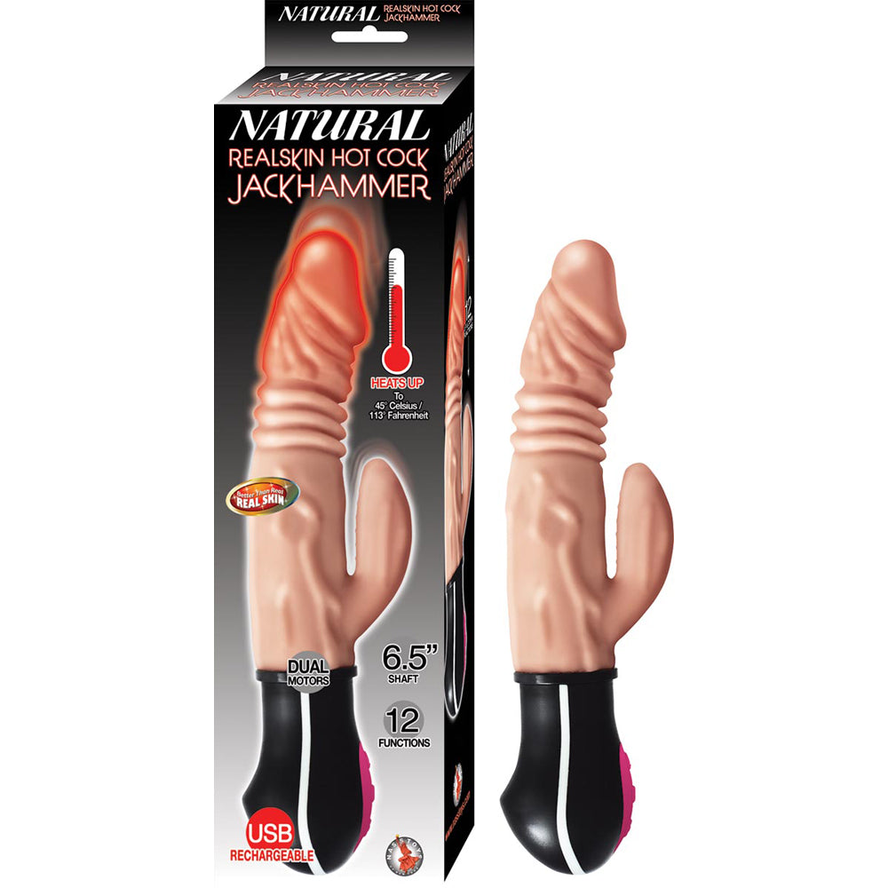 Natural Realskin Hot Cock Jackhammer White | 782631290806 | Available at EroticWarehouse.com