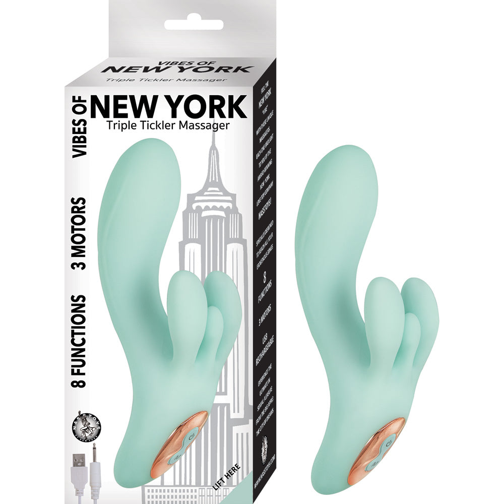 Vibes Of New York Triple Tickler Massager Aqua | 782631292312 | Available at EroticWarehouse.com