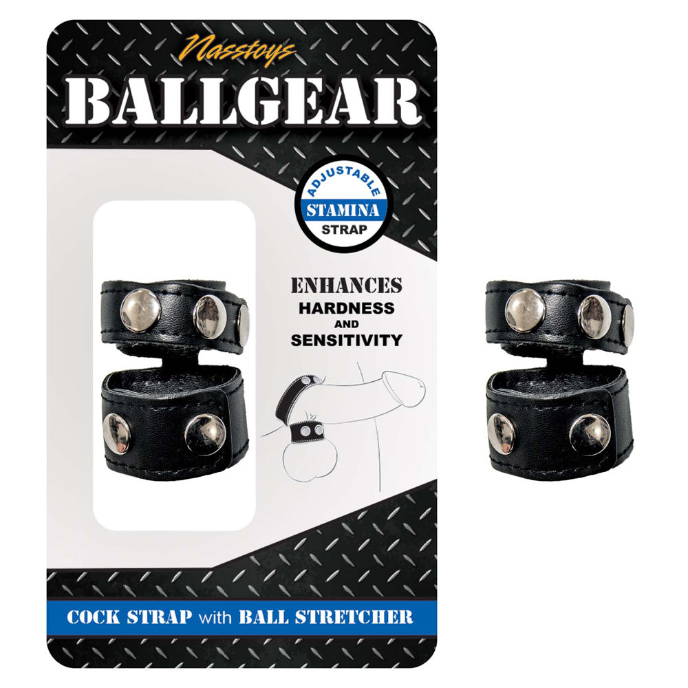 Ballgear Cock Strap With Ball Stretcher Black | 782631304206 | Available at EroticWarehouse.com