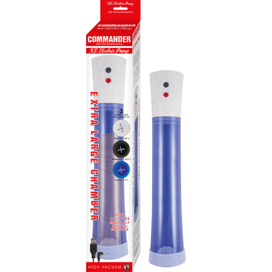 Commander Extra Large Electric Pump Blue | 782631304824 | Available at EroticWarehouse.com