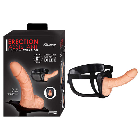Erection Assistant Hollow Strap On 8'' White | 782631305418 | Available at EroticWarehouse.com