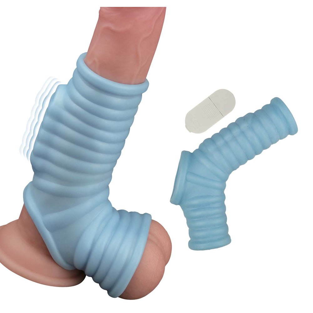 Vibrating Ribbed Sleeve Blue | 782631312621 | Available at EroticWarehouse.com