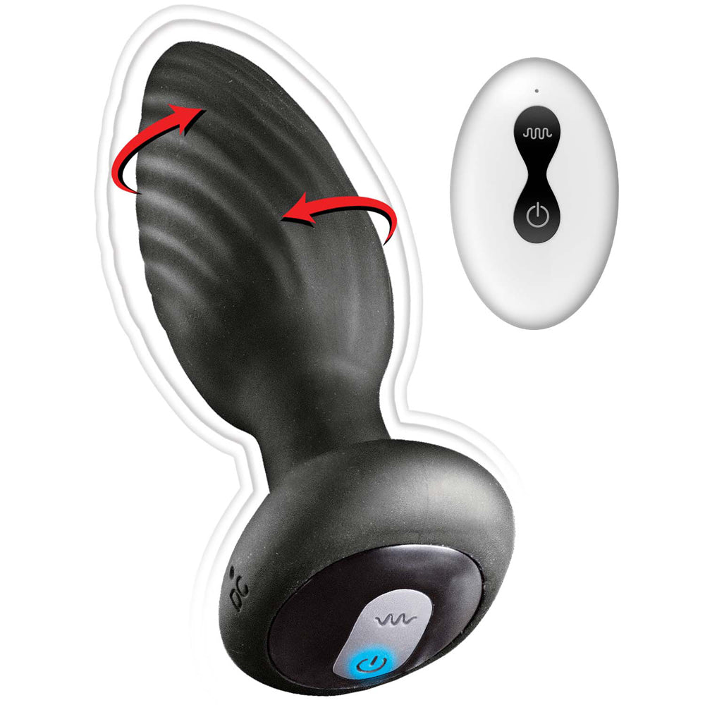 Ass-Sation Remote Vibrating & Rotating Anal Plug Black | 782631312805 | Available at EroticWarehouse.com