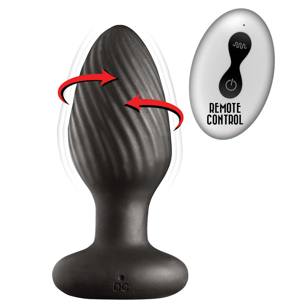 Ass-Sation Remote Vibrating & Rotating Anal Plug Black | 782631312805 | Available at EroticWarehouse.com