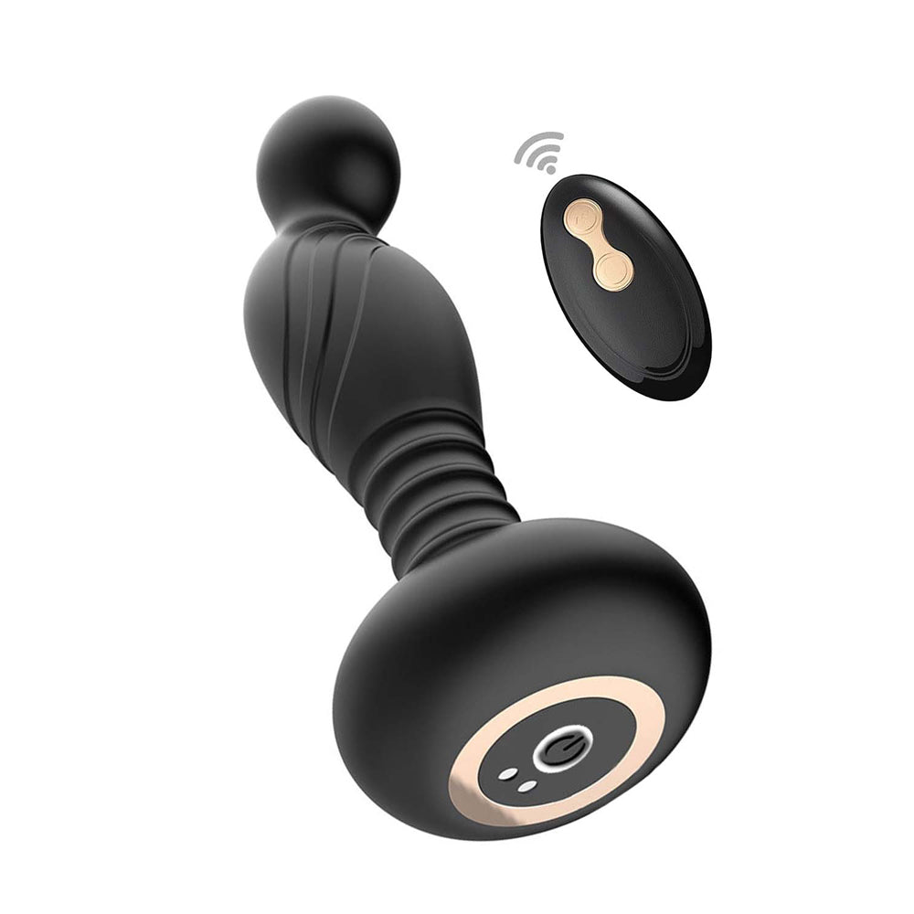 Ass-Sation Remote Vibrating P Spot Plug Black | 782631313703 | Available at EroticWarehouse.com